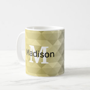 Yellow Grey Cool Ombre Geometric pattern Monogram Kaffeetasse