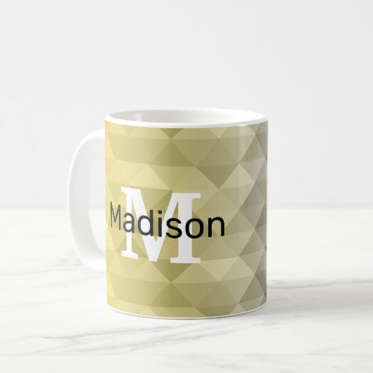 Yellow Grey Cool Ombre Geometric pattern Monogram Kaffeetasse (Vorderseite Links)