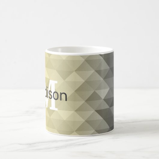 Yellow Grey Cool Ombre Geometric pattern Monogram Kaffeetasse (Mittel)