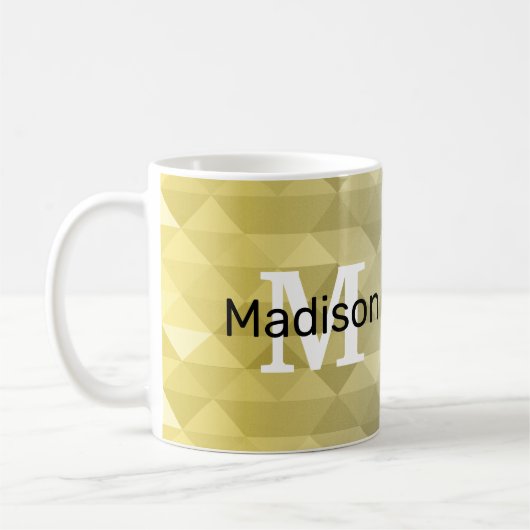 Yellow Grey Cool Ombre Geometric pattern Monogram Kaffeetasse (Links)