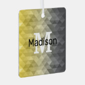 Yellow Grey Cool Ombre Geometric pattern Monogram Ornament Aus Metall (Vorderseite Rechts)