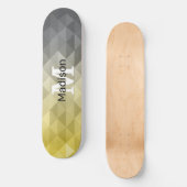 Yellow Grey Cool Ombre Geometric pattern Monogram Skateboard (Vorderseite)