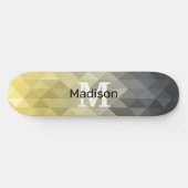 Yellow Grey Cool Ombre Geometric pattern Monogram Skateboard (Horizontal)
