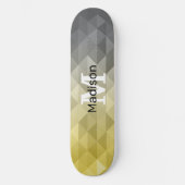 Yellow Grey Cool Ombre Geometric pattern Monogram Skateboard (Vorderseite)