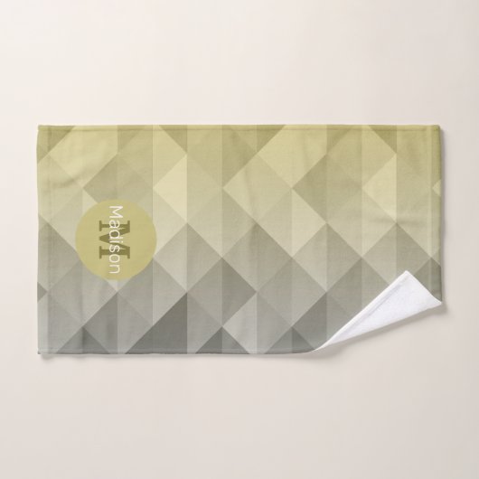 Yellow Grey Cool Ombre Geometric pattern Moonogram Badhandtuch Set (Handtuch)