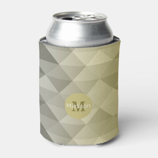 Yellow Grey Cool Ombre Geometric pattern Moonogram Dosenkühler (Kanne Vorderseite)