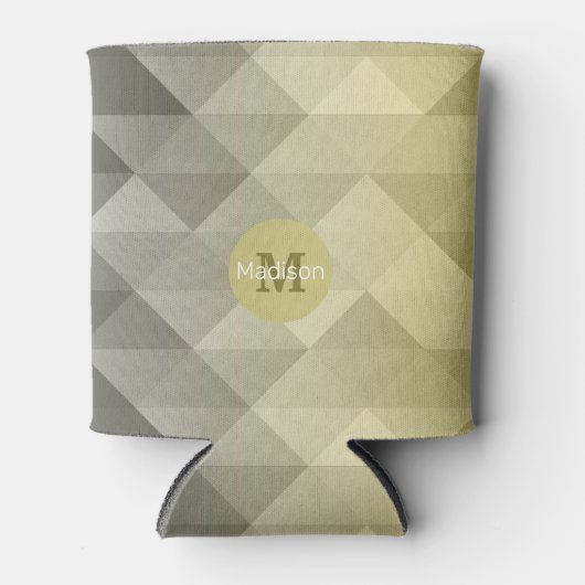 Yellow Grey Cool Ombre Geometric pattern Moonogram Dosenkühler (Vorderseite)