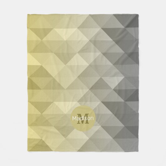 Yellow Grey Cool Ombre Geometric pattern Moonogram Fleecedecke (Vorderseite)