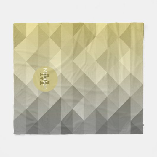 Yellow Grey Cool Ombre Geometric pattern Moonogram Fleecedecke (Vorderseite (Horizontal))