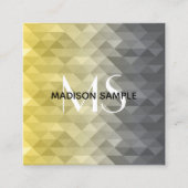 Yellow Grey Cool Ombre Geometric pattern Moonogram Quadratische Visitenkarte (Vorderseite)