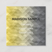 Yellow Grey Cool Ombre Geometric pattern Moonogram Quadratische Visitenkarte (Rückseite)