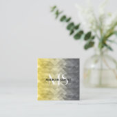 Yellow Grey Cool Ombre Geometric pattern Moonogram Quadratische Visitenkarte (Stehend Vorderseite)