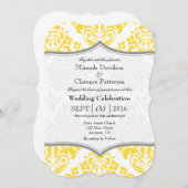 Yellow Grey Damask Bracket Wedite Invite Einladung (Vorne/Hinten)