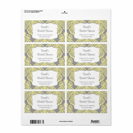 Yellow Grey Damask Water Bottle - Passen Sie sie a (Vorne)