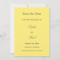 Yellow Grey Elegant Wedding Save the Date