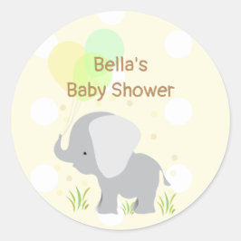 Yellow Grey Elephant Baby Shower Stickers