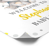 Yellow Grey Elephant Polka Dot Baby Dusche Willkom Poster (Ecke)