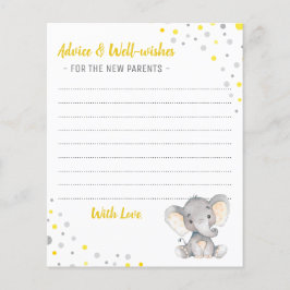 Yellow Grey Elephant Shower Partys Advice Cards