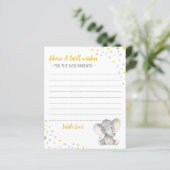 Yellow Grey Elephant Shower Partys Advice Cards (Stehend Vorderseite)
