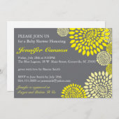 Yellow Grey Floral Modern Baby Shower Einladungen (Vorne/Hinten)