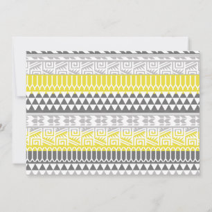 Yellow Grey Geometric Aztec Tribal Print Pattern