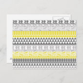 Yellow Grey Geometric Aztec Tribal Print Pattern Postkarte (Vorne/Hinten)