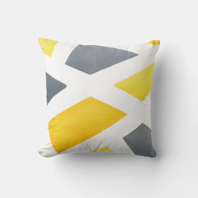 Yellow Grey Geometric Kissen (Vorderseite)