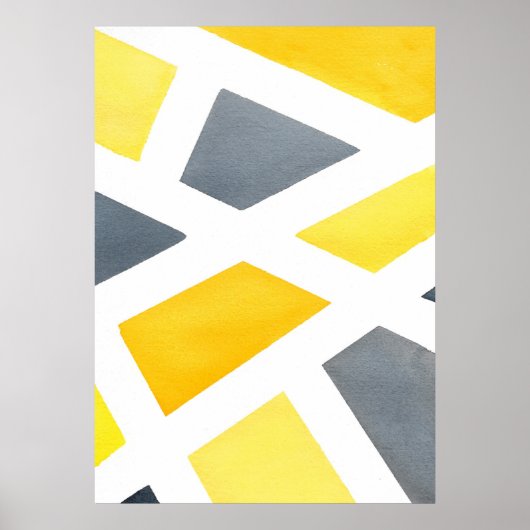 Yellow Grey Geometric Poster (Vorne)