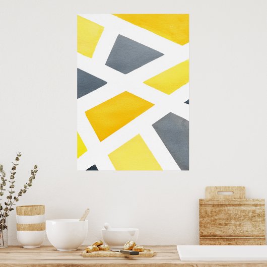 Yellow Grey Geometric Poster (Küche)