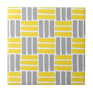 Yellow Grey Geometry Pinselstriche Muster Fliese