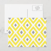 Yellow Grey Ikat Diamond Pattern Postkarte (Vorne/Hinten)