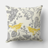 Yellow Grey Ivory Floral Lovebird zum zweiten Jahr Kissen (Rückseite)