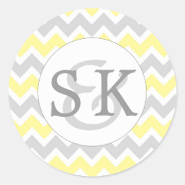 Yellow Grey Monogram Wedding Umschlag Aufkleber