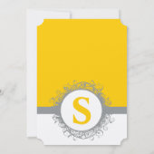 Yellow Grey Monogram Wedite oder irgendeine Farbe Einladung (Rückseite)