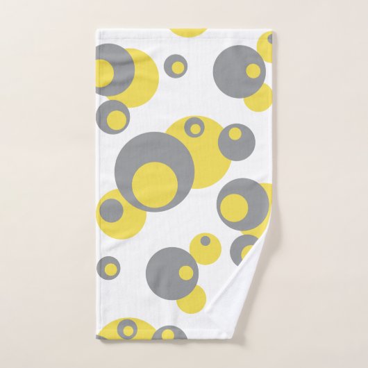 Yellow Grey Retro Circles Badhandtuch Set (Handtuch)