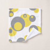 Yellow Grey Retro Circles Badhandtuch Set (Waschlappen)
