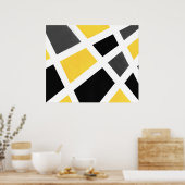 Yellow Grey Schwarz-weiß Geometric Poster (Küche)