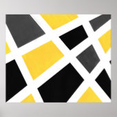 Yellow Grey Schwarz-weiß Geometric Poster (Vorne)