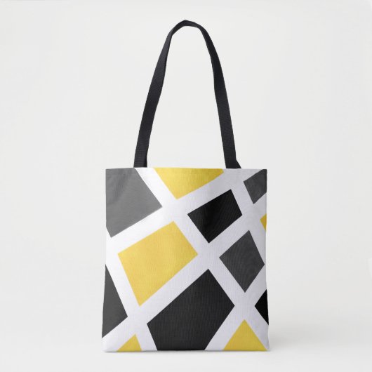 Yellow Grey Schwarz-weiß Geometric Tasche (Vorderseite)
