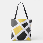 Yellow Grey Schwarz-weiß Geometric Tasche (Rückseite)