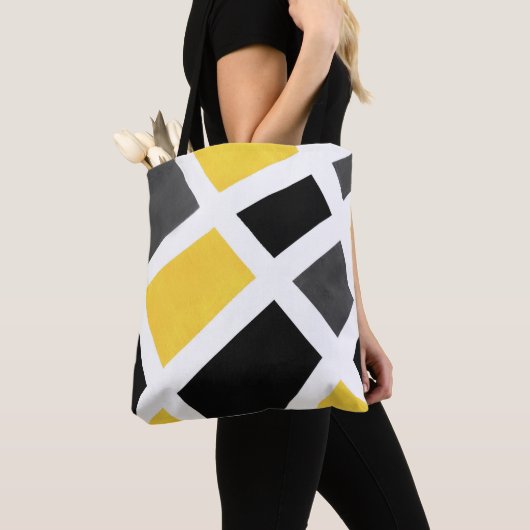 Yellow Grey Schwarz-weiß Geometric Tasche (Von Nahem)