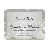 Yellow Grey Silver Oak Mossy Wedding Save the Date Magnet (Horizontal)