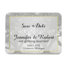 Yellow Grey Silver Oak Mossy Wedding Save the Date