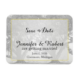 Yellow Grey Silver Oak Mossy Wedding Save the Date Magnet