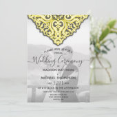 Yellow Grey Virtual Wedding Livestream Wedding Einladung (Stehend Vorderseite)