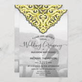 Yellow Grey Virtual Wedding Livestream Wedding Einladung (Vorne/Hinten)