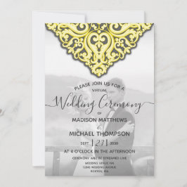 Yellow Grey Virtual Wedding Livestream Wedding Einladung