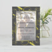 Yellow Grey Virtual Wedding Livestream Wedding Einladung (Stehend Vorderseite)