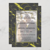 Yellow Grey Virtual Wedding Livestream Wedding Einladung (Vorne/Hinten)