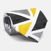 Yellow Grey White Abstrakt Geometric Krawatte (Gerollt)